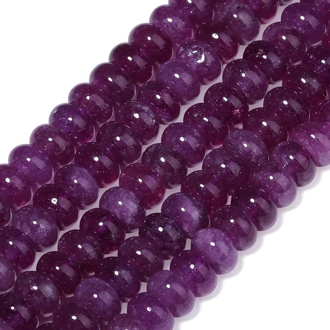 Songxi 5x8mm Natural Purple Colored Jade Stone Rondelle Beads, Gemstone - Image 3