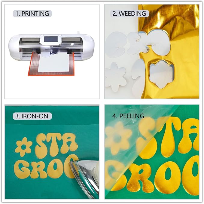 guangyintong Soft Metal Heat Transfer Vinyl Glossy Gold HTV Rolls, HTV Vinyl - Image 5