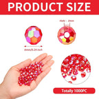 BONNY BOXX 1000pcs 6mm Acrylic Faceted Round Crystal Beads Transparent Red AB - Image 2