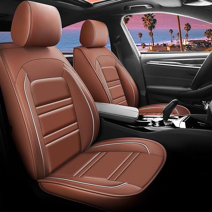 Seat Cover for Ford Edge 2007-2024 | Car Seat Covers Front Seats, Waterproof Seat Protectors, Automotive Front Seat Covers (Front Seat, Coffee)