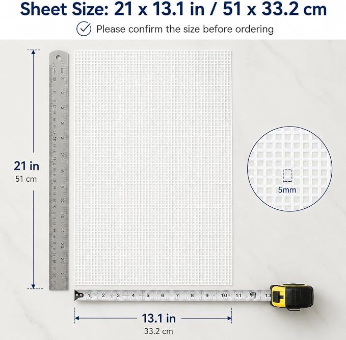 YOUNTHYE 10 PCS 5 Count Plastic Canvas Sheets, 21 x 13.1 Inch Large Hole - Image 3