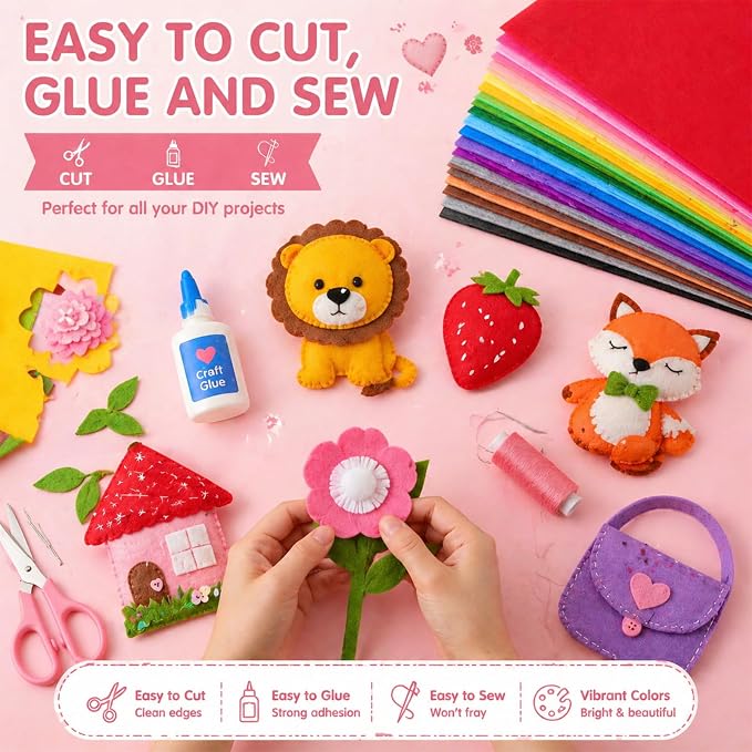 80 PCS Wool Blend Felt Sheets for Crafts 1 mm Thickness, 12 x 12 inches Felt - Image 3