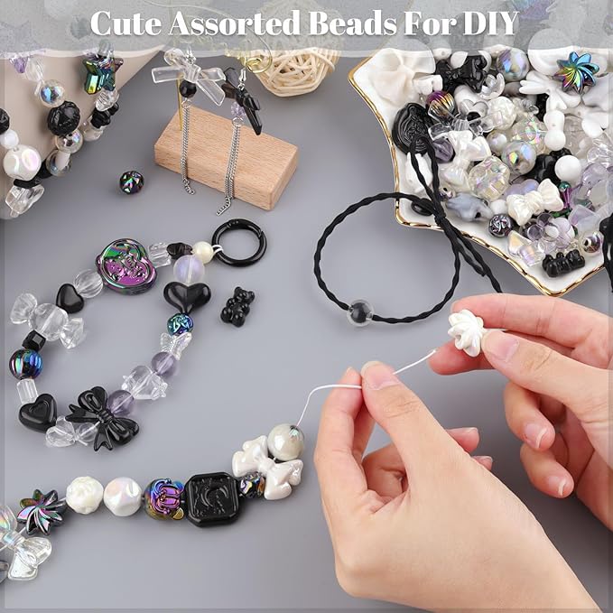 200-260PCS TINKRSTUFF Assorted Black Acrylic Beads - Image 3