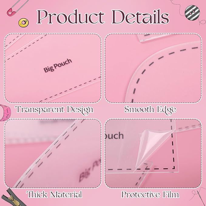 TXIN Set of 3 Purse Bag Pattern Template - Image 3