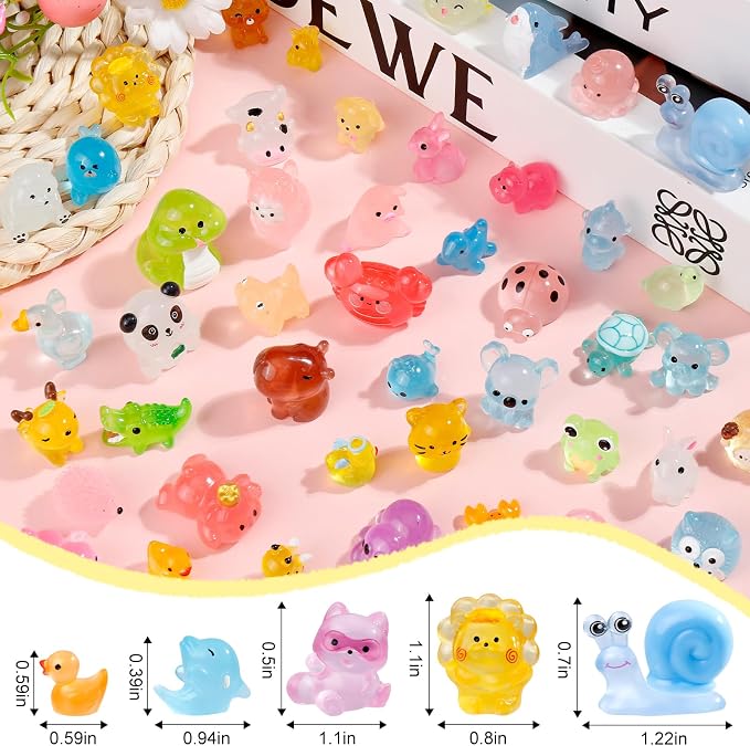 52Pcs Luminous Mini Resin Animals 52 Styles Miniature Glow in the Dark Resin - Image 2