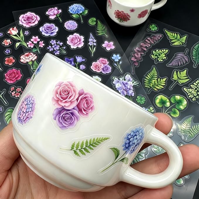 316PCS Transparent Flower Stickers: - Image 3