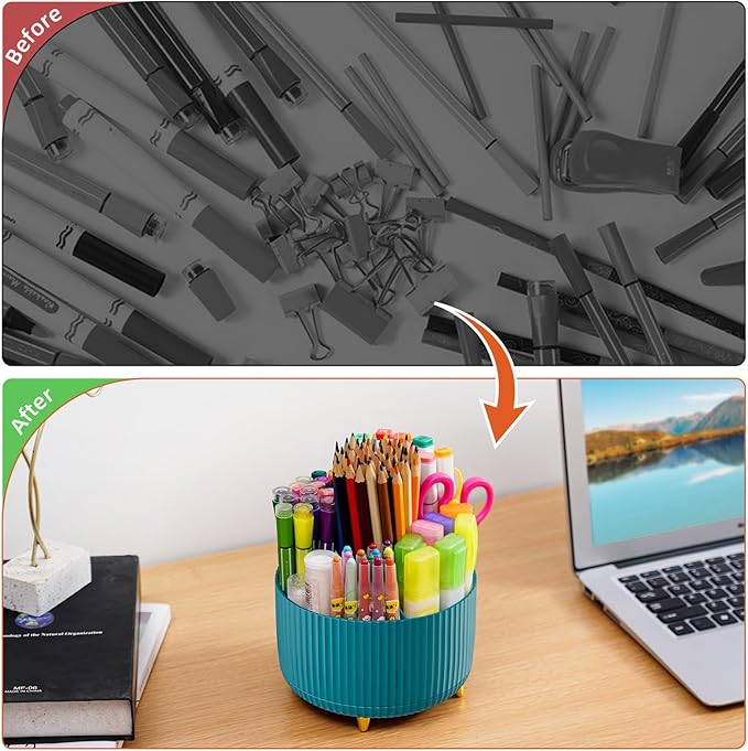 Marbrasse Desk Organizer, 360-Degree Rotating Pen Holder, Desk Organizers and - Image 7