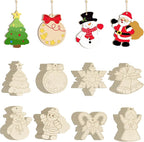 80PCS Wooden Christmas Ornaments to Paint, 8 Styles DIY Blank Unfinished Wood by Sophena