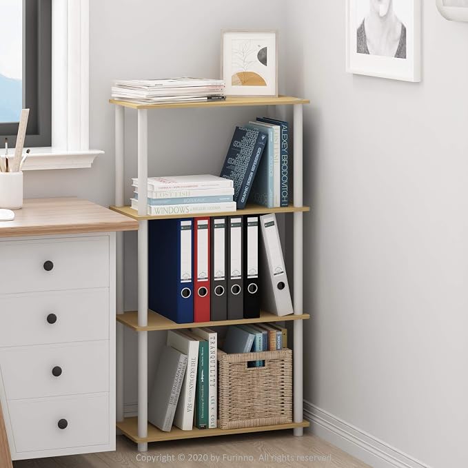 Furinno Turn-N-Tube 4-Tier Multipurpose Shelf Display Rack, Round Tubes - Image 2