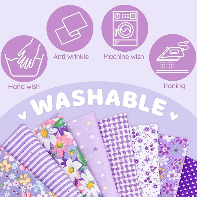 Aubliss 8pcs Fat Quarter Fabric Bundles Quilting Cotton Craft Fabric Pre-Cut - Image 4