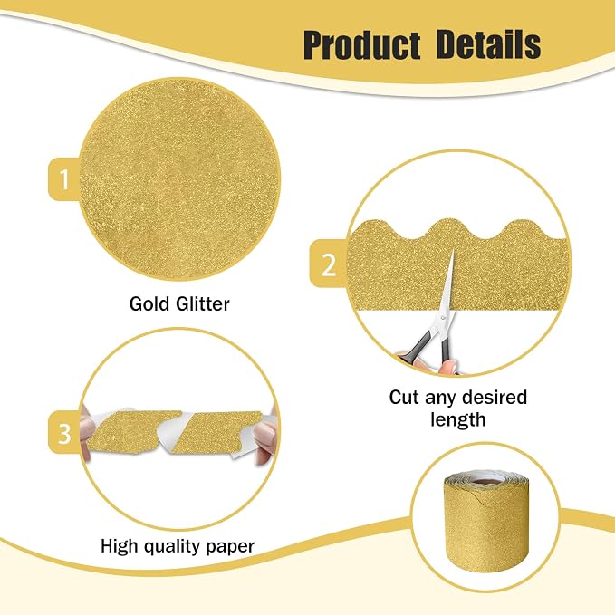 70Ft Shine Bulletin Board Borders，Scalloped Poster Boards Decorations Trim - Image 3