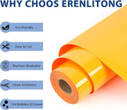 RENLITONG Light Orange Iron on Vinyl 12Inch by 20ft Roll Heat Transfer Vinyl - Image 2