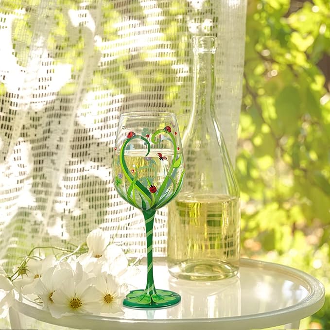 NymphFable Ladybug Wine Glass Hand Painted Wine Glass Personalised Ladybug - Image 2