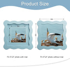 4x4 Picture Frame with Mat for 3x3, Wavy Edge Wooden Real Glass Photo Frame for - Image 3