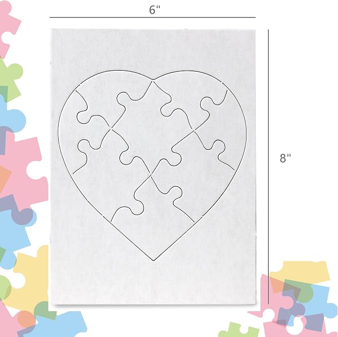 Hygloss 8 Blank Heart Puzzles - Image 2