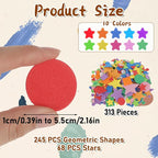313 Pcs Foam Shape Stickers Assorted Colors Self Adhesive Foam Geometric Shape - Image 2