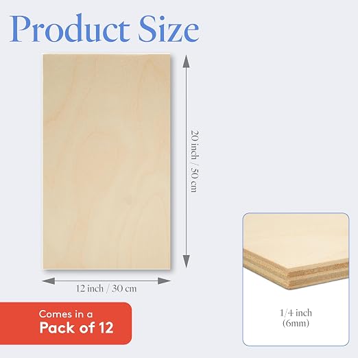 6 mm Baltic Birch Plywood 1/4 x 12 x 20 Inch, Box of 12 B/BB Grade Craft Wood - Image 2