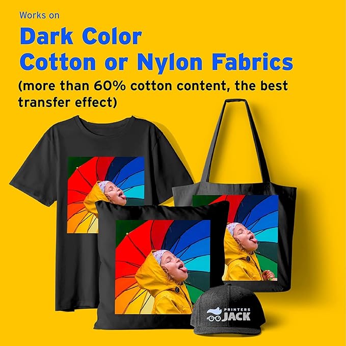 Printers Jack Iron-On Heat Transfer Paper Dark & Light Bundle, 20 - Image 2