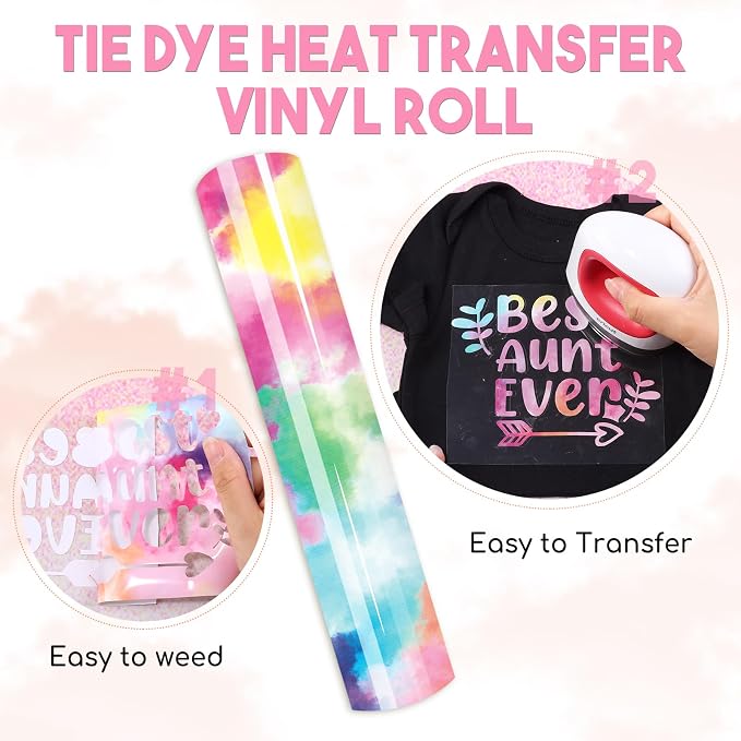 HTVSTD Red Tie Dye HTV Heat Transfer Vinyl 12×8ft Iron on Vinyl | Vivid Color - Image 4