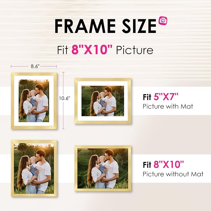 FIXSMITH 8x10 Picture Frame Bulk-6 Pack, Wall & Tabletop Picture Frames - Image 2