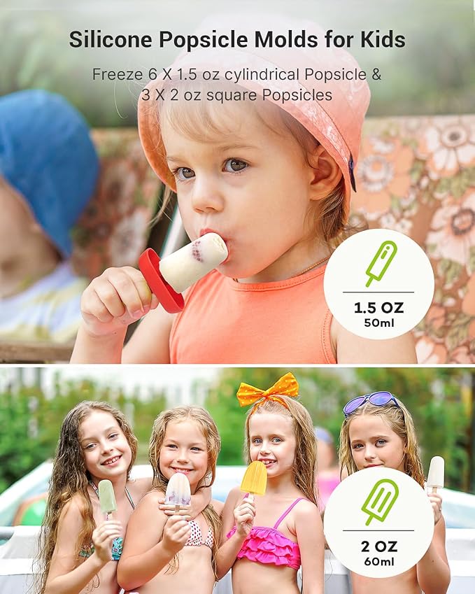 9-Cavity Popsicle Molds for Kids, Homemade BPA-Free Silicone Popsicle Maker - Image 3