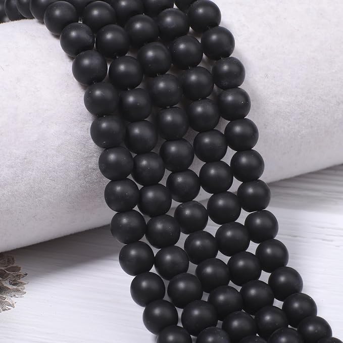 8mm Matte Black Onyx Bead, 15-Inch Matte Round Loose Stone Beads - Image 5