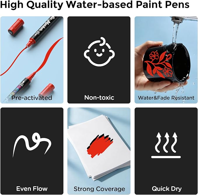 Betem Dual Tip Acrylic Paint Pens, 2 Red Paint Markers - Image 3