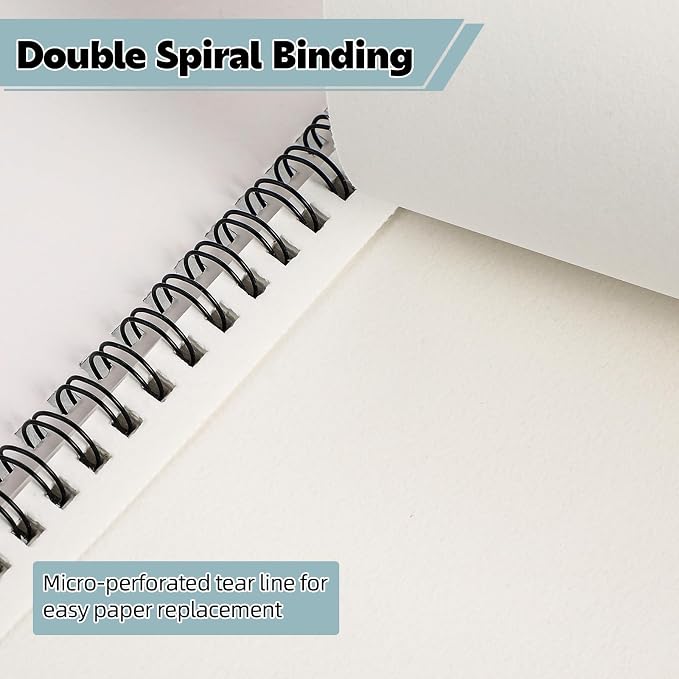 4 Pack Sketch Book, 5.5 x 8.5 Inch Sketchbook, 68lb/100gsm Top Spiral Bound - Image 4