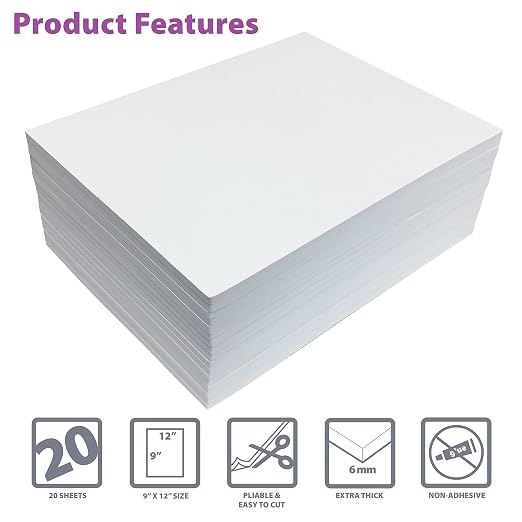 Better Office Products White EVA Foam Sheets, 20 Pack, 6mm Extra Thick - Image 3