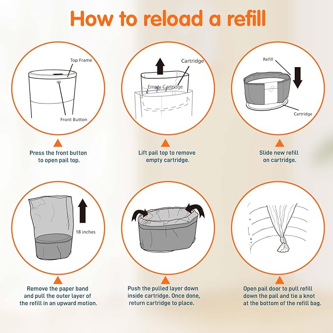 8 Pack Refills Compatible with DEKOR PLUS Diaper Pails | 20% Extra Length Diaper Pail Refill Bags Liners Holds 5568 Diapers | Ultimate Odor Control with Baby Scented