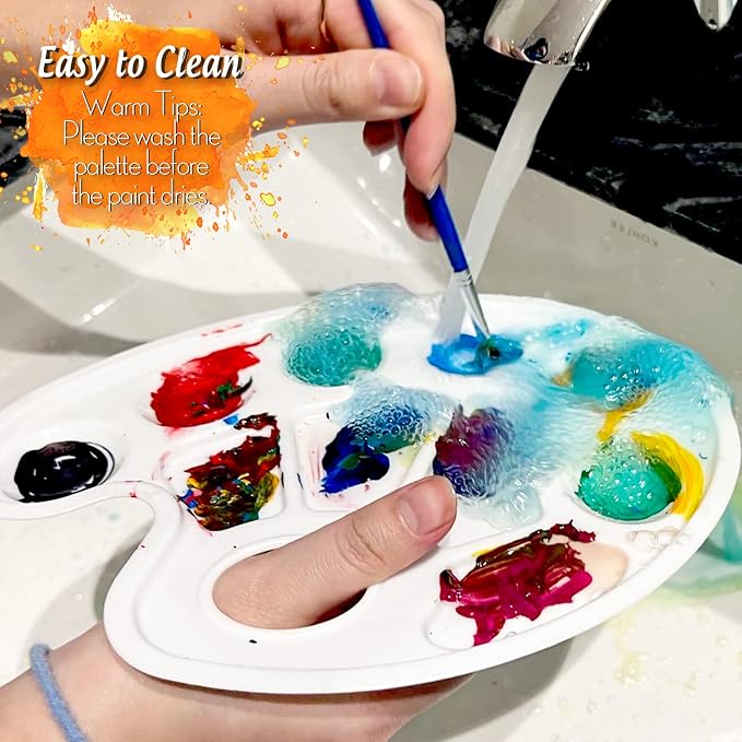 FANDAMEI Oval Paint Palette Tray, Plastic Paint Tray Palette, Painting Palette - Image 6