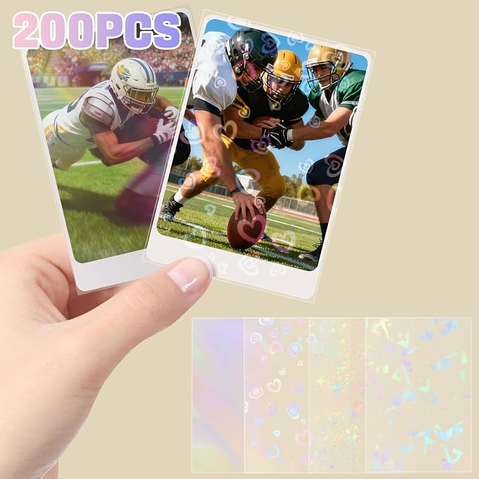 200pcs Holographic Card Sleeves 66x91mm Cute Photocard Sleeves Laser Flashing - Image 4