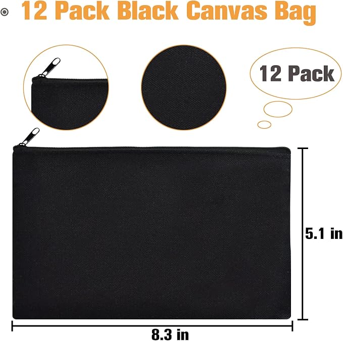 ZeeDix Canvas Zipper Pouch Bulk – 8.3 x 5 Inches Cotton Canvas Pouches - Image 2