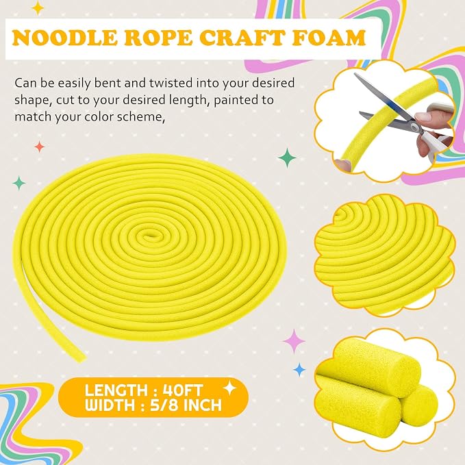 Frienda 5/8 Inch x 40 Ft Yellow Foam Noodles - Image 2