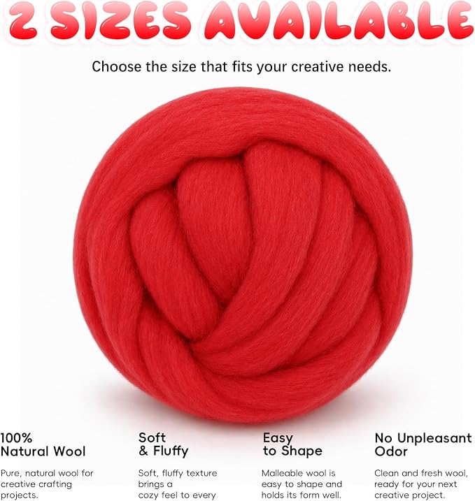 3.53oz Wool Roving: Needle Felting Wool White Roving Wool Felting Supplies Pure - Image 7