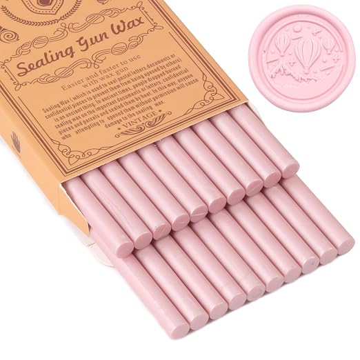 Pearl Pink Sealing Wax Sticks, WASOHLING 20Pcs Glue Gun Wax Seal Sticks by WASOHLING