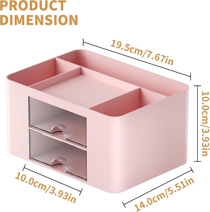 Marbrasse Pen Organizer with 2 Drawer, Desk Organizers and Accessories with 5 - Image 4