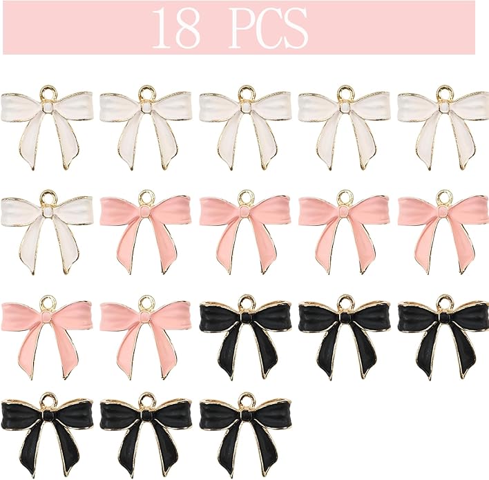 Bow Charms for Bracelet Jewelry Making Cute Bracelet Charms | 18Pcs, Bow Charms - Image 2