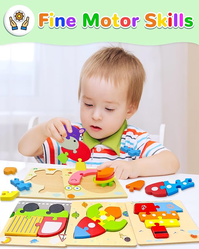 Yetonamr Wooden Toddler Puzzles Gifts Toys - Image 3