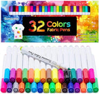 sunacme Fabric Markers Pen, 32 Colors Permanent Fabric Paint Pens by sunacme