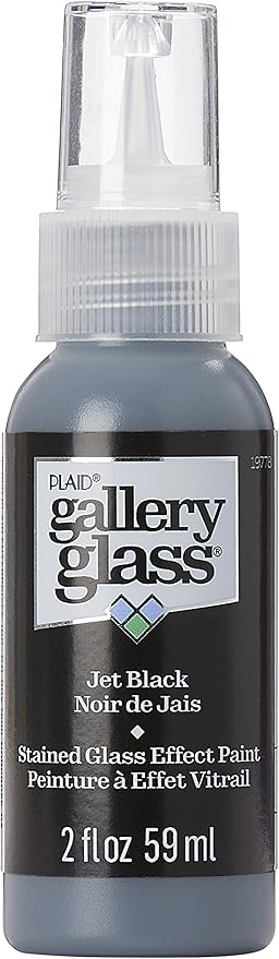 Gallery Glass, Jet Black Stained Glass 2 fl oz Brilliant Smooth Finish Paint by GalleryGlass