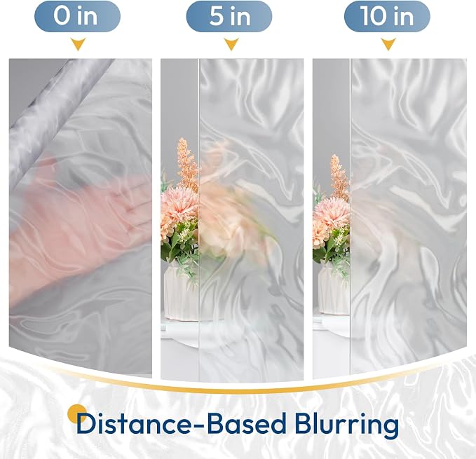 rabbitgoo Frosted Glass Window Privacy Film, Wave Pattern, 17.5" x 157.4" | - Image 7