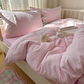 mixinni Pink White Gingham Duvet Cover Twin XL Size by mixinni