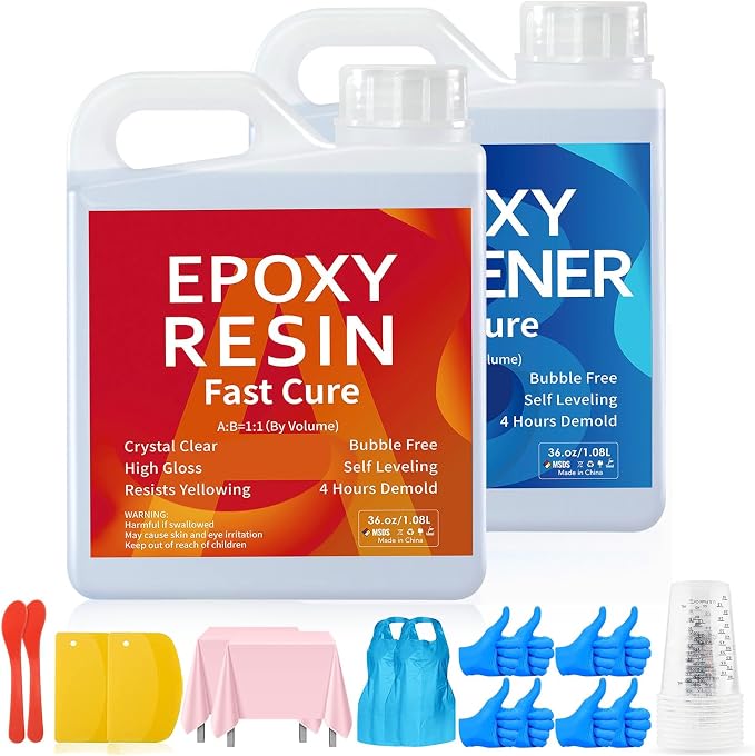 JANCHUN Crystal Clear Epoxy Resin Kit 72oz, Bubble-Free, Anti-Yellowing by JANCHUN