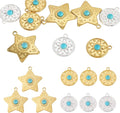 Sun Star Synthetic Turquoise Stone Charms Bohemian Style Charm | 9Pcs Gold by Craftora
