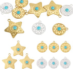Sun Star Synthetic Turquoise Stone Charms Bohemian Style Charm | 9Pcs Gold by Craftora