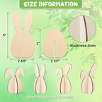 COCHIE DIY 3D Easter Eggs Wood Crafts to Paint, Paintable Unfinished Wooden - Image 2