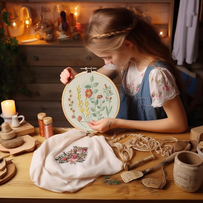 Bonroy 4 Sets Embroidery Kit for Beginners, Embroidery Kit for Art Craft Handy - Image 5