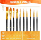 Paint Brushes Set, 16 Pack 160 Pcs Round-Pointed Tip Paintbrushes Nylon Hair - Image 5