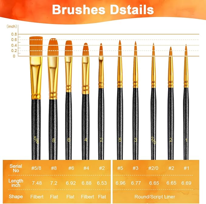 Paint Brushes Set, 16 Pack 160 Pcs Round-Pointed Tip Paintbrushes Nylon Hair - Image 5